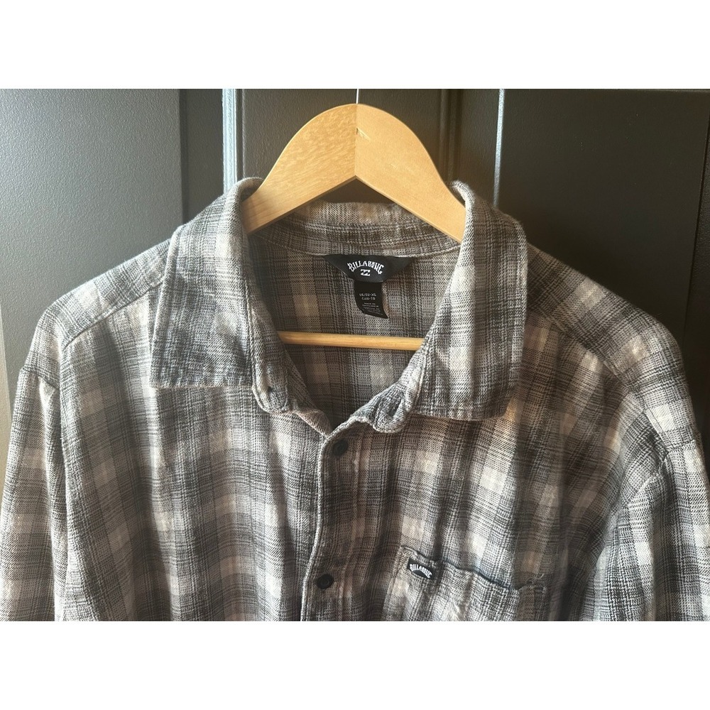 Billabong Plaid Flannel Long-sleeve Button‎ Up Shirt Mens Sz XL 100% Cotton MINT